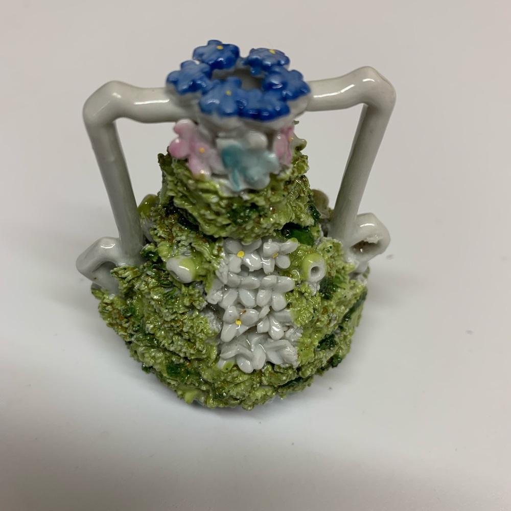 Elfinware / Mossware 2-Handled Posey Vase Antique C. 1910
